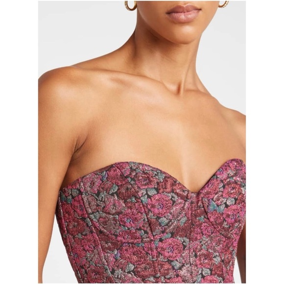 Liv Foster Strapless Floral Jacquard Mini Dress - Picture 5 of 6